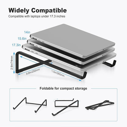 TENOC Foldable Laptop Stand for Desk, Universal Laptop Riser Ventilated Holder Mount Compatible with MacBook, Notebook, ASUS, Acer and More, Black | Stands - TrueDesk