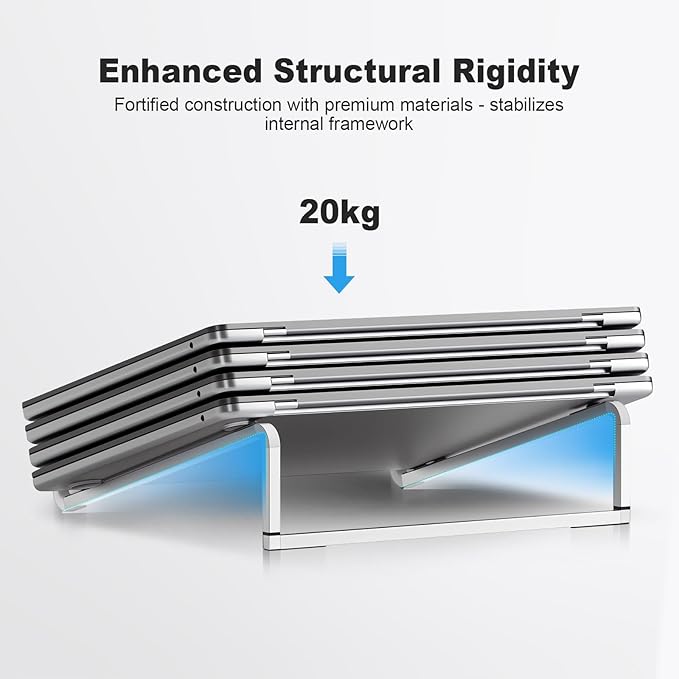 TENOC Foldable Laptop Stand for Desk, Universal Laptop Riser Ventilated Holder Mount Compatible with MacBook, Notebook, ASUS, Acer and More, Silver | Stands - TrueDesk