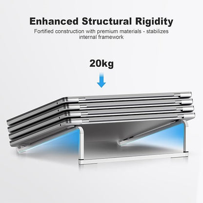 TENOC Foldable Laptop Stand for Desk, Universal Laptop Riser Ventilated Holder Mount Compatible with MacBook, Notebook, ASUS, Acer and More, Silver | Stands - TrueDesk