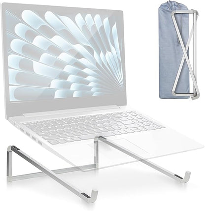 TENOC Foldable Laptop Stand for Desk, Universal Laptop Riser Ventilated Holder Mount Compatible with MacBook, Notebook, ASUS, Acer and More, Silver | Stands - TrueDesk
