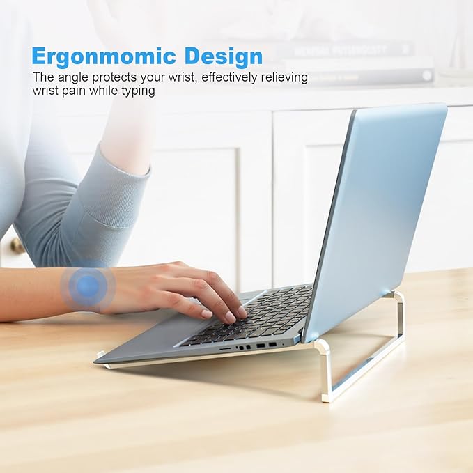 TENOC Foldable Laptop Stand for Desk, Universal Laptop Riser Ventilated Holder Mount Compatible with MacBook, Notebook, ASUS, Acer and More, Silver | Stands - TrueDesk