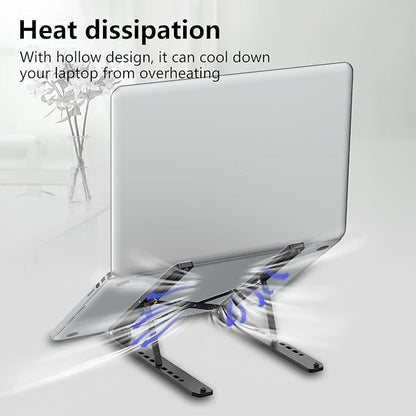Tonmom Laptop Stand for Desk, Adjustable Laptop Riser ABS+Silicone Foldable Portable Notebook Holder, Ventilated Cooling Notebook Mount Computer Stand for 10 - 15.6” Laptops,Tablets - Black | Mounts - TrueDesk