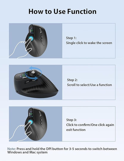 Transformers Vertical Ergonomic Mouse with LED Screen & Knob Control, Rechargeable Vertical Mouse Wireless, 3 - Device Connectivity (2.4G + Dual Bluetooth), Quiet Clicks, Computer Mice for PC/Mac/Laptop | Mice - TrueDesk