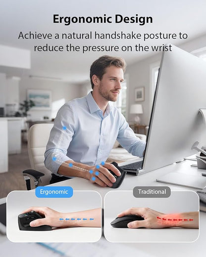 Transformers Vertical Ergonomic Mouse with LED Screen & Knob Control, Rechargeable Vertical Mouse Wireless, 3 - Device Connectivity (2.4G + Dual Bluetooth), Quiet Clicks, Computer Mice for PC/Mac/Laptop | Mice - TrueDesk