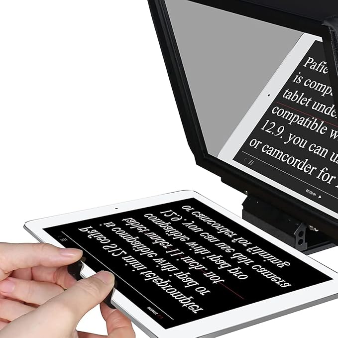 TX12 Teleprompter with Remote App Control, 13inch Metal Teleprompter，Compatible with iPad, DSLR Camera,Collapsible with Carry Case,Easy to Assemble | Teleprompters - TrueDesk