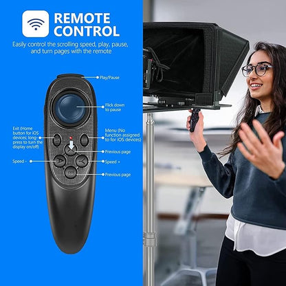 TX12 Teleprompter with Remote App Control, 13inch Metal Teleprompter，Compatible with iPad, DSLR Camera,Collapsible with Carry Case,Easy to Assemble | Teleprompters - TrueDesk