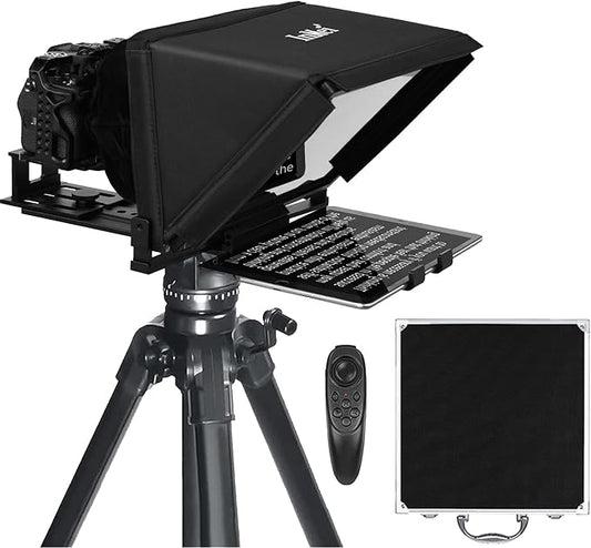 TX12 Teleprompter with Remote App Control, 13inch Metal Teleprompter，Compatible with iPad, DSLR Camera,Collapsible with Carry Case,Easy to Assemble | Teleprompters - TrueDesk