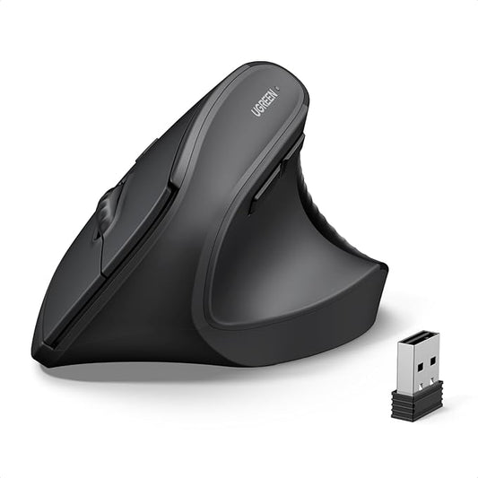 UGREEN Ergonomic Mouse, Wireless Bluetooth Vertical Mouse, Dual - Mode (BT 5.4 & USB 2.4G), Quiet Clicks, 4 Adjustable DPI (1000/1600/2000/4000), Compatible with Windows/Mac/Linux/Android/ChromeOS | Mice - TrueDesk