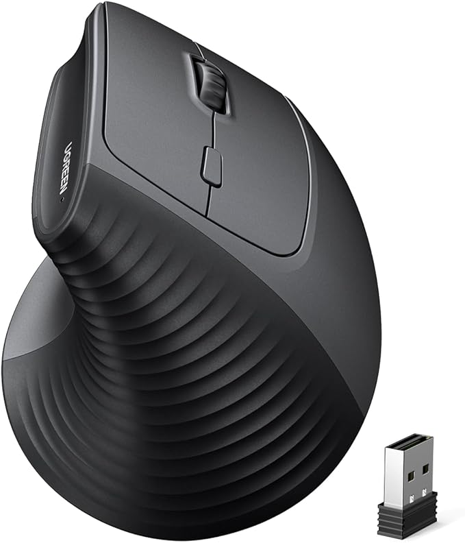 UGREEN Ergonomic Mouse, Wireless Bluetooth Vertical Mouse, Dual - Mode (BT 5.4 & USB 2.4G), Quiet Clicks, 4 Adjustable DPI (1000/1600/2000/4000), Compatible with Windows/Mac/Linux/Android/ChromeOS | Mice - TrueDesk