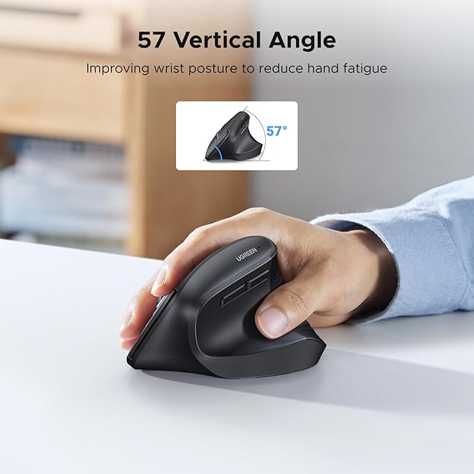 UGREEN Ergonomic Mouse, Wireless Bluetooth Vertical Mouse, Dual - Mode (BT 5.4 & USB 2.4G), Quiet Clicks, 4 Adjustable DPI (1000/1600/2000/4000), Compatible with Windows/Mac/Linux/Android/ChromeOS | Mice - TrueDesk