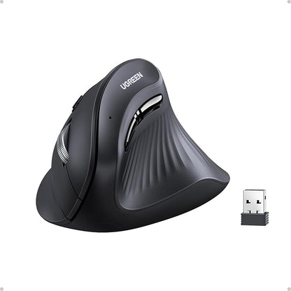 UGREEN Vertical Wireless (Bluetooth 5.0+2.4G) Ergonomic Mouse with 5 Buttons, 1000/1600/2000/4000 DPI, Prevention of Mouse Arm, Vertical Mouse Compatible with PC/Laptop/Tablet, Black | Mice - TrueDesk