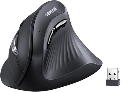 UGREEN Vertical Wireless (Bluetooth 5.0+2.4G) Ergonomic Mouse with 5 Buttons, 1000/1600/2000/4000 DPI, Prevention of Mouse Arm, Vertical Mouse Compatible with PC/Laptop/Tablet, Black | Mice - TrueDesk