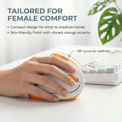 Uineer Ergonomic Mouse, Wireless Bluetooth Rechargeable Vertical Mouse, 7 Color LED, 4 DPI Adjustable, USB - A, Wrist Strain Relief,Optical Mice for Computer/PC/Laptop, Black (Orange) | Mice - TrueDesk