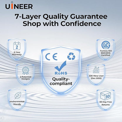 Uineer Wireless Ergonomic Mouse, Bluetooth Mice (BT4.0/5.0 and 2.4G) Rechargeable Vertical Mouse, 3 Multi - Device Connectivity for PC/Mac/Laptop/Computer, 4 DPI Quiet Clicks for Office, Home, Black | Mice - TrueDesk