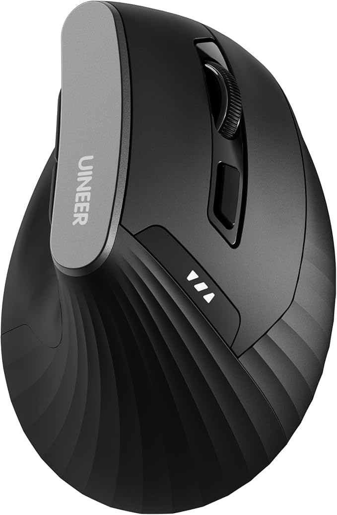 Uineer Wireless Ergonomic Mouse, Bluetooth Mice (BT4.0/5.0 and 2.4G) Rechargeable Vertical Mouse, 3 Multi - Device Connectivity for PC/Mac/Laptop/Computer, 4 DPI Quiet Clicks for Office, Home, Black | Mice - TrueDesk