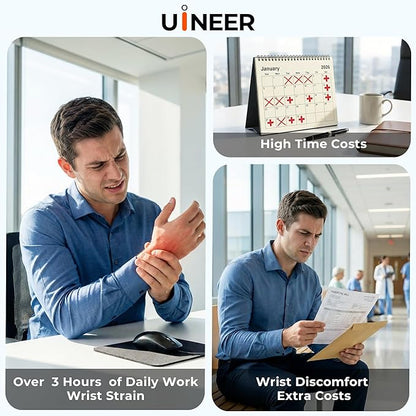 Uineer Wireless Ergonomic Mouse, Bluetooth Mice (BT4.0/5.0 and 2.4G) Rechargeable Vertical Mouse, 3 Multi - Device Connectivity for PC/Mac/Laptop/Computer, 4 DPI Quiet Clicks for Office, Home, Black | Mice - TrueDesk
