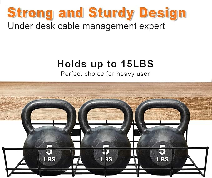 Under Desk Cable Management - 6 Pack Cord Organizer. Metal Wire Cable Management Tray for Office, Studio and Home. Super Sturdy Under Table Cable Managements - Black Cable Organizer | Cable Raceways - TrueDesk