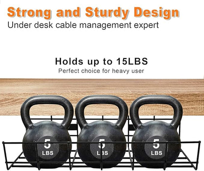 Under Desk Cable Management - 6 Pack Cord Organizer. Metal Wire Cable Management Tray for Office, Studio and Home. Super Sturdy Under Table Cable Managements - Black Cable Organizer | Cable Raceways - TrueDesk