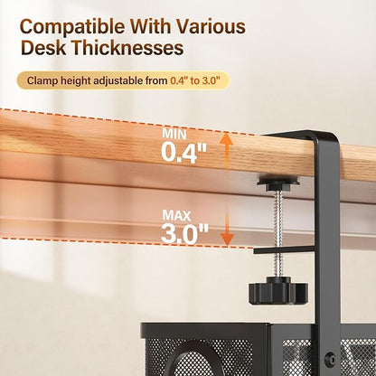Under Desk Cable Management Large, Cinati 16" Cable Management Box for Table Thickness up to 3", Wire Cord Organizer with Clamp No Drill, No Damage to Desk (Black) | Cable Raceways - TrueDesk