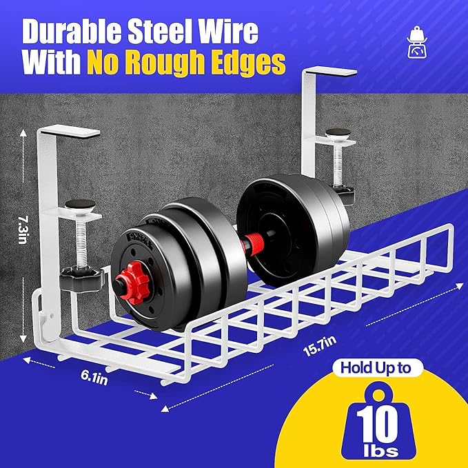 Under Desk Cable Management Tray 2 Pack, Xpatee Upgraded Wire Management No Drill No Screws, Cable Tray with Clamp for Wire Organizers, Computer Cord Rack for Office, Home - No Damage to Desk White | Racks Cabinets - TrueDesk