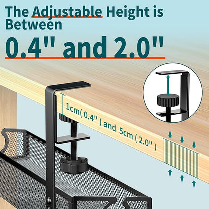 Under Desk Cable Management Tray Black, No Drill Desk Cable Wire Management Organizer with Clamp, PC Cord Organizer Accessories & Workspace for Office, Home | Cable Raceways - TrueDesk