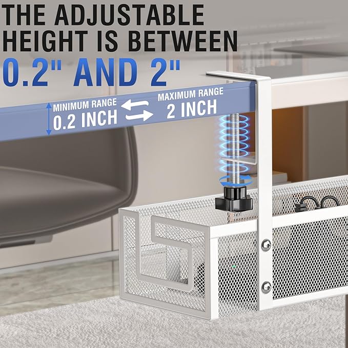 Under Desk Cable Management Tray, GZOKMOG No Drill Cable Management Under Desk, Heavy Duty Metal Cord Organizer, Home Office Wire Management for Gaming/Standing Desk, 2 Pack White, 15.75 inch | Racks Cabinets - TrueDesk