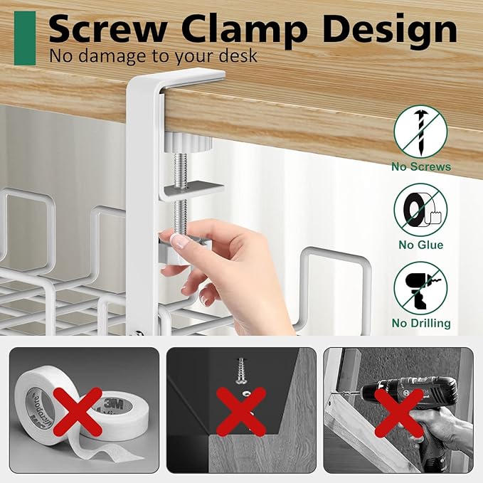 Under Desk Cable Management Tray, L 15.7''W 6.3'' No Drill Steel Desk Cable Organizers, Wire Management Tray Cable Management Rack, Desk Cable Tray Wire Organizer With Desk Cord Organizer | Cable Raceways - TrueDesk