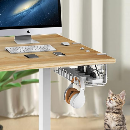 Under Desk Cable Management Tray, L 15.7''W 6.3'' No Drill Steel Desk Cable Organizers, Wire Management Tray Cable Management Rack, Desk Cable Tray Wire Organizer With Desk Cord Organizer | Cable Raceways - TrueDesk