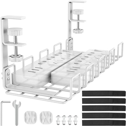 Under Desk Cable Management Tray, L 15.7''W 6.3'' No Drill Steel Desk Cable Organizers, Wire Management Tray Cable Management Rack, Desk Cable Tray Wire Organizer With Desk Cord Organizer | Cable Raceways - TrueDesk