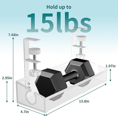 Under Desk Cable Management Tray White, No Drill Desk Cable Management Organizer with Clamp for Desk Wire Management, PC Cord Organizer Accessories & Workspace Organizers for Office, Home | Cable Raceways - TrueDesk