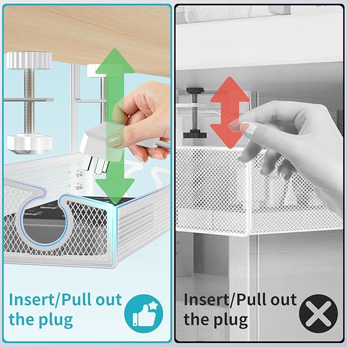 Under Desk Cable Management Tray White, No Drill Desk Cable Management Organizer with Clamp for Desk Wire Management, PC Cord Organizer Accessories & Workspace Organizers for Office, Home | Cable Raceways - TrueDesk