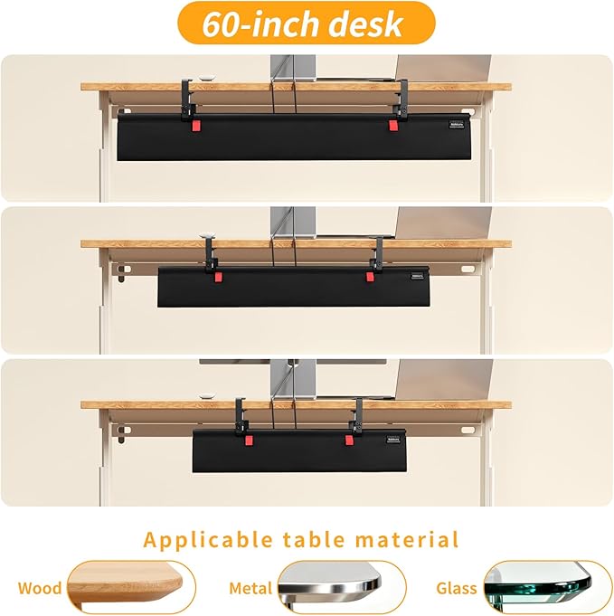 Under Desk Cable Management Tray with Clamp, No Drill 36" Cord Organizer for Desk, Desk Cable Management Fabric Tray for Standing Desks, Ideal for Home & Office - Black | Racks Cabinets - TrueDesk