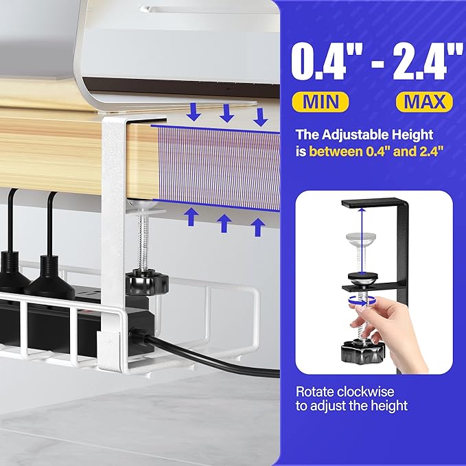 Under Desk Cable Management Tray, Xpatee Upgraded Wire Management No Drill No Screws, Cable Tray with Clamp for Wire Organizers, Computer Cord Rack for Office, Home - No Damage to Desk White | Cable Raceways - TrueDesk