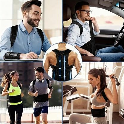Upgraded Back Brace Posture Corrector, Adjustable Support for Men & Women, Full Back Straightener for Upper & Lower Back Pain Relief, Hunchback, Scoliosis Hunchback Spine Corrector(L) | Back Braces - TrueDesk