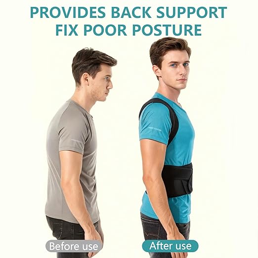 Upgraded Back Brace,Posture Corrector,Lumbar Support with Shoulder Support,Adjustable Full Back Straightener for Upper & Lower Back Pain Relief, Hunchback, Scoliosis & Spine Alignment (M) | Back Braces - TrueDesk