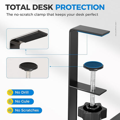 [Upgraded] Extra Large Under Desk Cable Management, Cinati 25" Wire Organizers No Drill, Cable Tray with Clamp for Wire Management, Cord Organization Box for Office, Home - No Damage to Desk(Black) | Cable Raceways - TrueDesk
