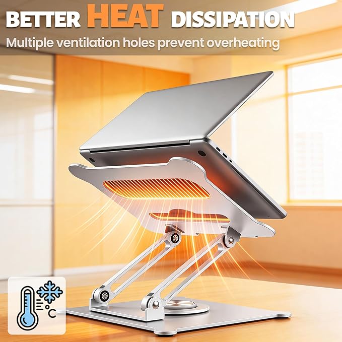 Urmust Adjustable Laptop Stand for Desk, 360 Rotating Base, Ergonomic Computer Stand, Compatible with MacBook Air Pro, Dell, HP, for Office Home | Stands - TrueDesk
