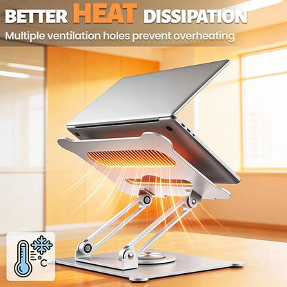 Urmust Adjustable Laptop Stand for Desk, 360 Rotating Base, Ergonomic Computer Stand, Compatible with MacBook Air Pro, Dell, HP, for Office Home | Stands - TrueDesk