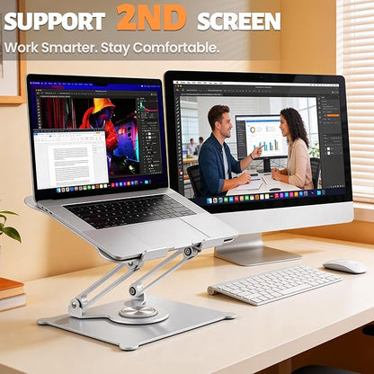 Urmust Adjustable Laptop Stand for Desk, 360 Rotating Base, Ergonomic Computer Stand, Compatible with MacBook Air Pro, Dell, HP, for Office Home | Stands - TrueDesk