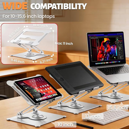 Urmust Adjustable Laptop Stand for Desk, 360 Rotating Base, Ergonomic Computer Stand, Compatible with MacBook Air Pro, Dell, HP, for Office Home | Stands - TrueDesk