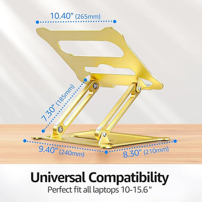 Urmust Laptop Notebook Stand Holder Adjustable Laptop Stand Portable Computer Riser Compatible with MacBook Air Pro HP Dell XPS Lenovo All Laptops 10 - 15.6"(Gold) | Stands - TrueDesk