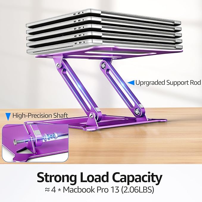 Urmust Laptop Notebook Stand Holder Adjustable Laptop Stand Portable Computer Riser Compatible with MacBook Air Pro HP Dell XPS Lenovo All Laptops 10 - 15.6"(Purple) | Stands - TrueDesk