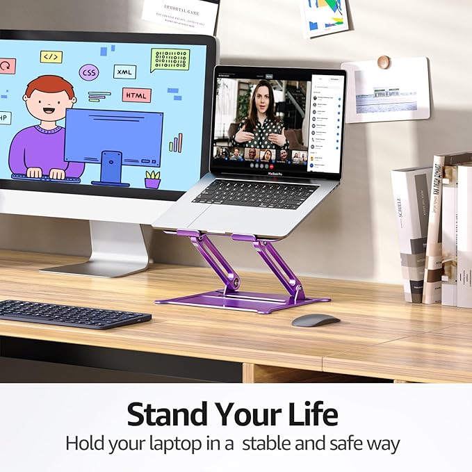 Urmust Laptop Notebook Stand Holder Adjustable Laptop Stand Portable Computer Riser Compatible with MacBook Air Pro HP Dell XPS Lenovo All Laptops 10 - 15.6"(Purple) | Stands - TrueDesk