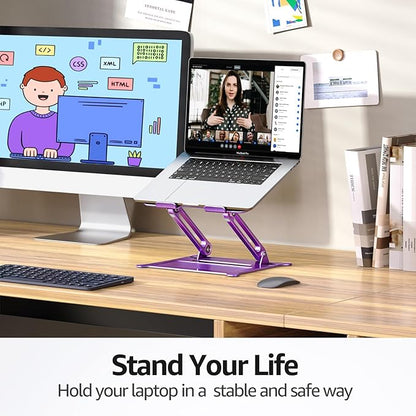 Urmust Laptop Notebook Stand Holder Adjustable Laptop Stand Portable Computer Riser Compatible with MacBook Air Pro HP Dell XPS Lenovo All Laptops 10 - 15.6"(Purple) | Stands - TrueDesk
