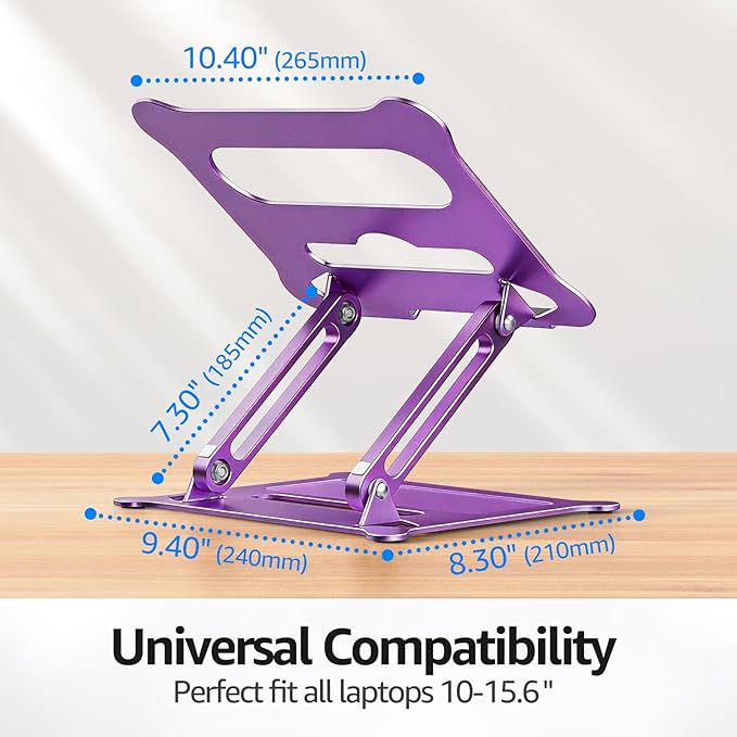 Urmust Laptop Notebook Stand Holder Adjustable Laptop Stand Portable Computer Riser Compatible with MacBook Air Pro HP Dell XPS Lenovo All Laptops 10 - 15.6"(Purple) | Stands - TrueDesk