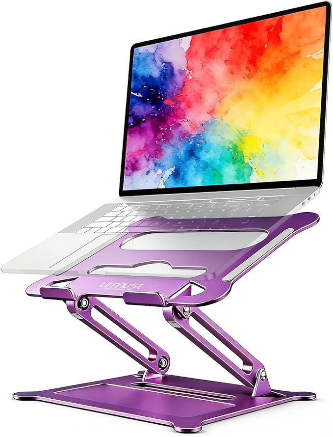 Urmust Laptop Notebook Stand Holder Adjustable Laptop Stand Portable Computer Riser Compatible with MacBook Air Pro HP Dell XPS Lenovo All Laptops 10 - 15.6"(Purple) | Stands - TrueDesk