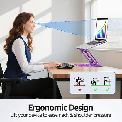 Urmust Laptop Notebook Stand Holder Adjustable Laptop Stand Portable Computer Riser Compatible with MacBook Air Pro HP Dell XPS Lenovo All Laptops 10 - 15.6"(Purple) | Stands - TrueDesk