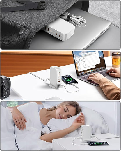 USB C Charger - USB Charging Station, Multiport USB Charging Station, 6 Port USB Hub Charger Tower for iPhone 15/14/13/12, iPad, Samsung Galaxy, Google Pixel,HTC, and Multiple Devices (White) | Charging Stations - TrueDesk