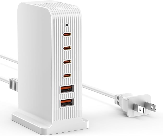 USB C Charger - USB Charging Station, Multiport USB Charging Station, 6 Port USB Hub Charger Tower for iPhone 15/14/13/12, iPad, Samsung Galaxy, Google Pixel,HTC, and Multiple Devices (White) | Charging Stations - TrueDesk