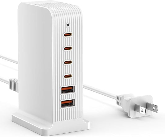 USB C Charger - USB Charging Station, Multiport USB Charging Station, 6 Port USB Hub Charger Tower for iPhone 15/14/13/12, iPad, Samsung Galaxy, Google Pixel,HTC, and Multiple Devices (White) | Charging Stations - TrueDesk
